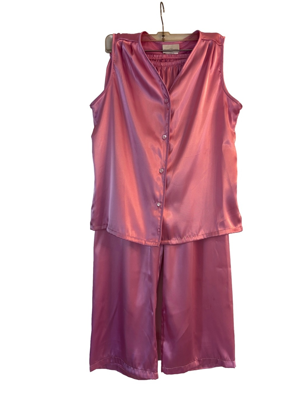 Vintage Premiere Collection Pink Satin 2pc Pajama Loungewear Set - Picture 2 of 8